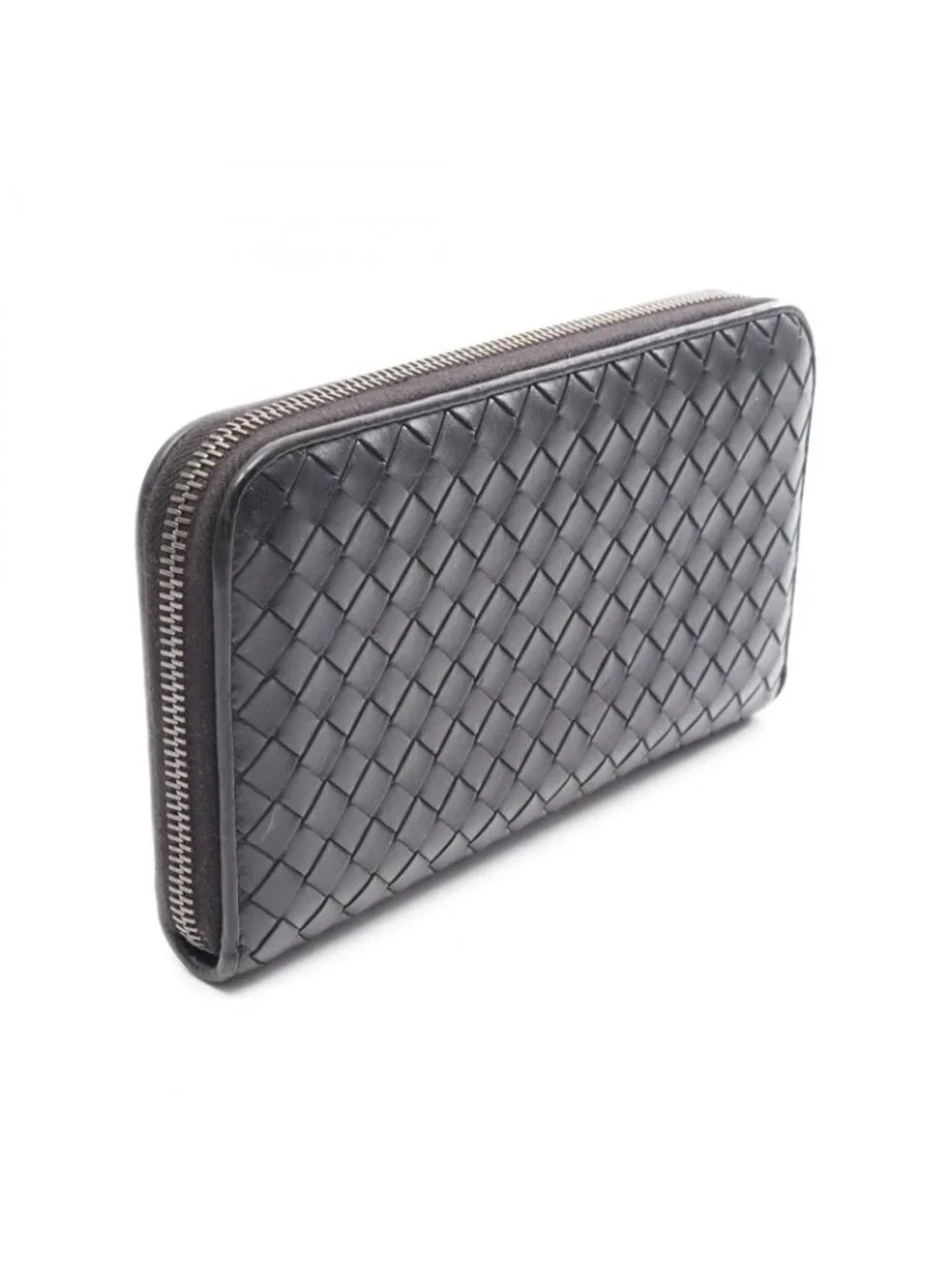 Bottega Veneta Round Wallet Intrecciato Black Leather